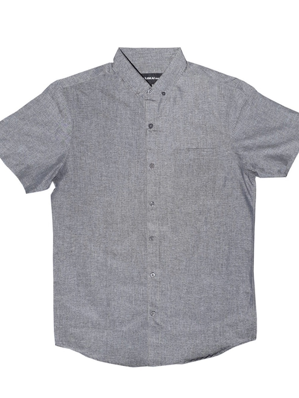 Gray Textured Dress Shirt with Button-Down Collar Molokai M